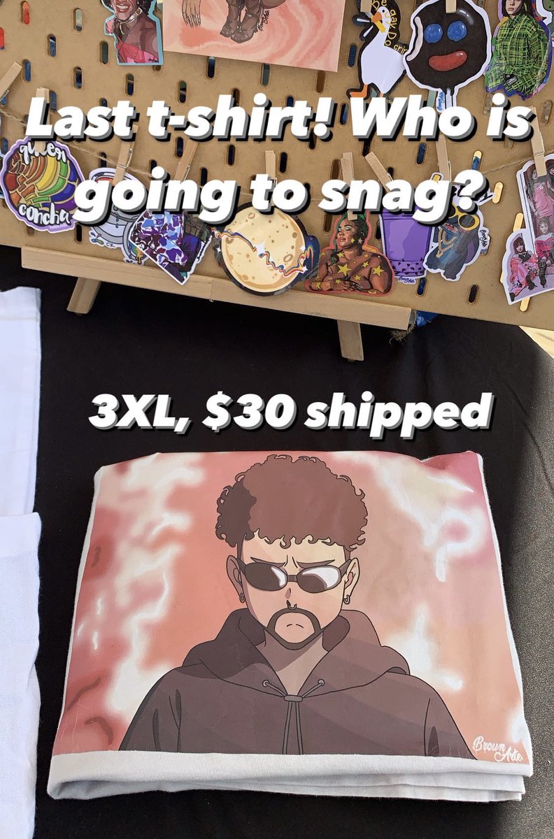 BrownArte's tweet photo. ‼️FLASH SALE‼️ MAKING ROOM FOR NEW ITEMS so snag the last bad bunny shirt or a Lizzo or Kendrick Lamar tote and receive a FREE small print and sticker of your choice!!! 

#smallbusiness #atxsmallbusiness #atxartist #badbunny #yonaguni #lizzo #badbunnyart #lizzoart #kendricklamar https://t.co/yNTAb3vSd6