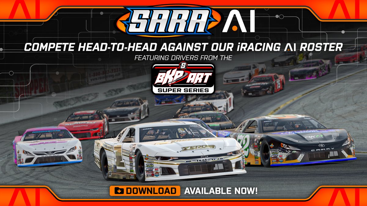 sarasimracing's tweet image. Introducing: SARA AI - Available NOW!
Download: bit.ly/SARAAIFB

A new experience for you to compete head-to-head on iRacing against the AI version of SARA&apos;s premier Super Late Model drivers.

Head to the page linked above for more info and to download the SARA AI!