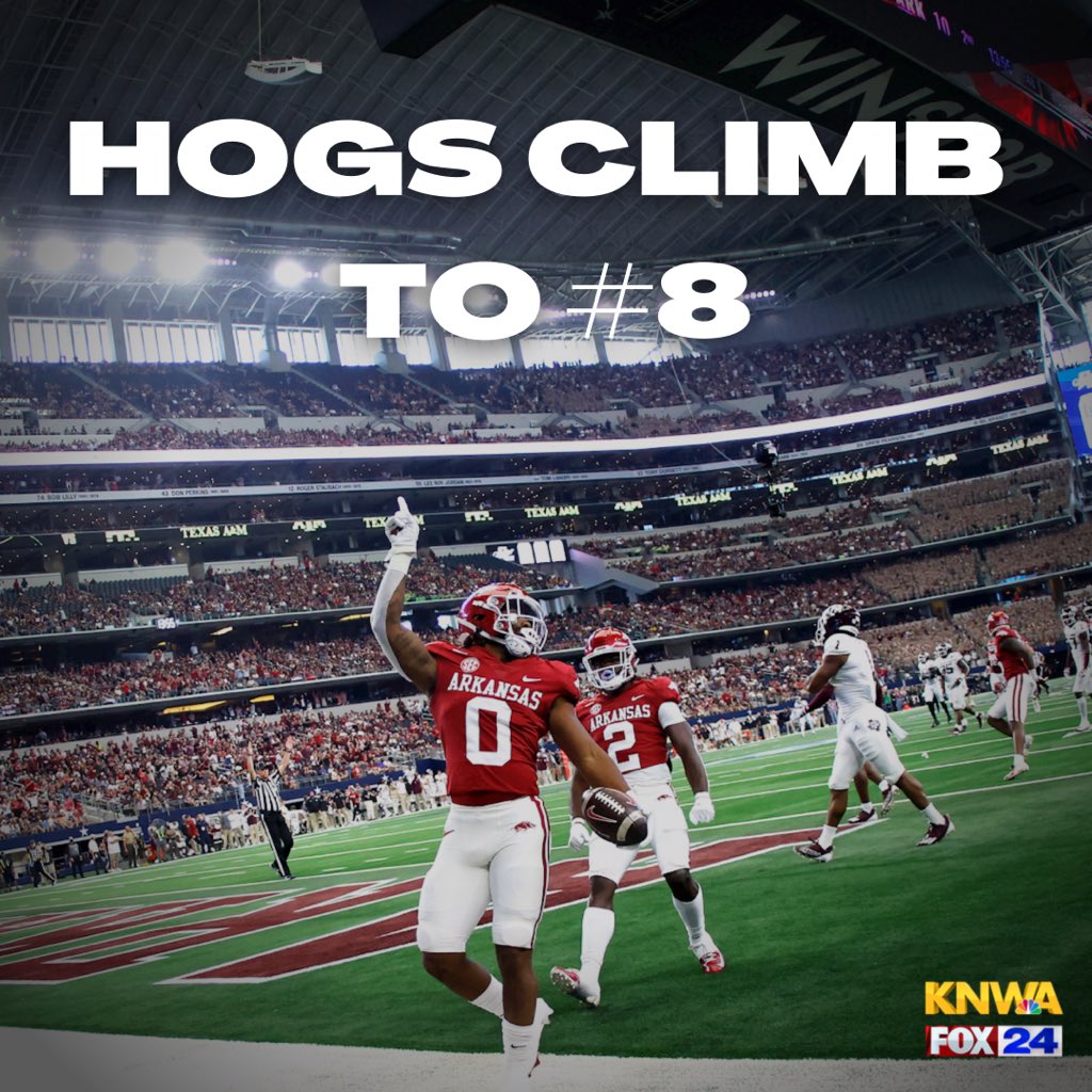 KNWAFOX24's tweet photo. #WPS for the first time 9 years the @RazorbackFB team is back in the Top 10.🏈🐗🐽👏🏼 https://t.co/5VupEf71ix
