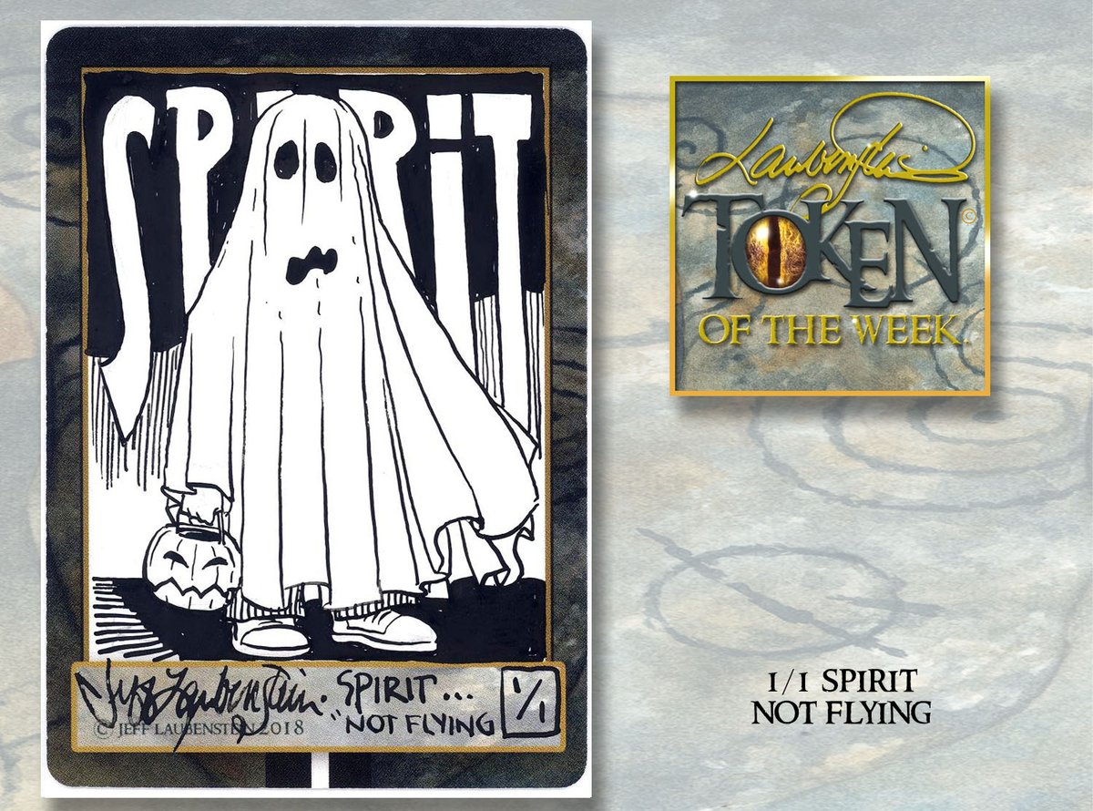IllustratorJeff's tweet photo. On this fine afternoon, I just finished another #TokenOfTheWeek. This one is a spooky "1/1 SPIRIT" with no flying as suggested by Mike Rogers. Thanks for the notion Mike. Hope you &amp; all the little ghouls &amp; ghosts have a fine weekend. #SpiritToken, #CustomToken, #PenAndInk #MTG https://t.co/ONzwng8CsA