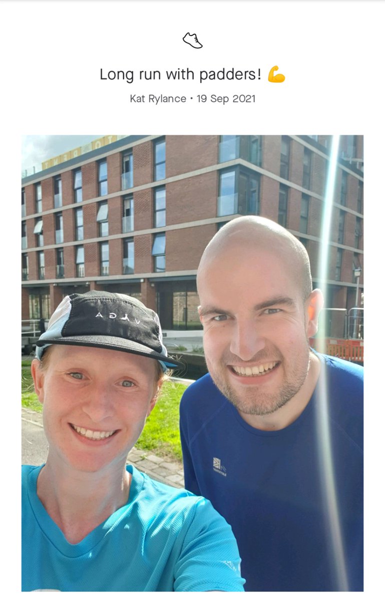 Padmore's tweet photo. I've been quiet for a few weeks but marathon training has been coming along nicely. Big 18.5 mile run last week with my good friend Kat. Then the Sheffield half today. Only two weeks to go now! https://t.co/LQo6Qxfex1