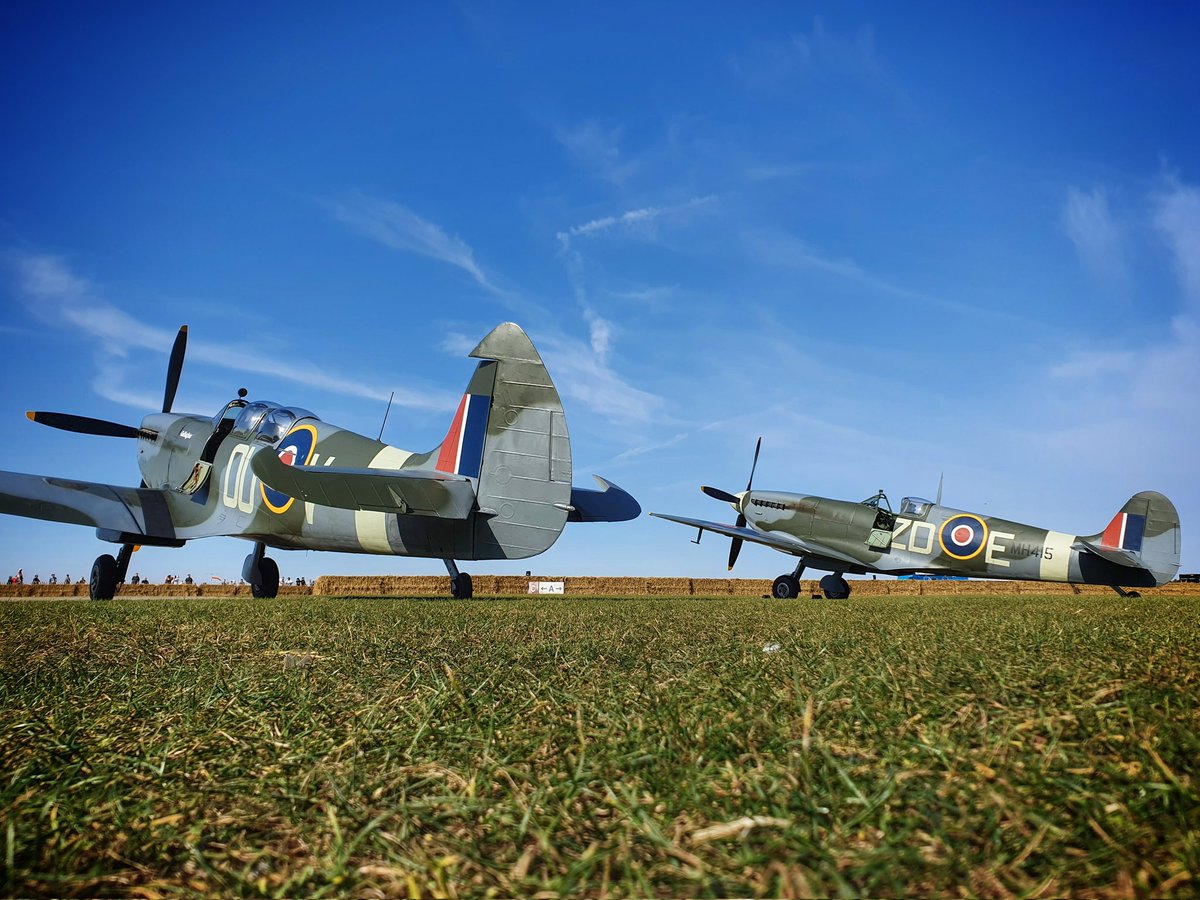 andy_durst's tweet photo. #spitfiresunday 

Quite something to see these remarkable aeroplanes with such vast history sat quietly together basking in the sunlight

#MH415 #ML407 #spitfire #warbird  #avgeek #filmstar #ww2history #aircraft #pilots #aviation #airplanes #battleofbritain #veterans #history https://t.co/153WG2ZRjc