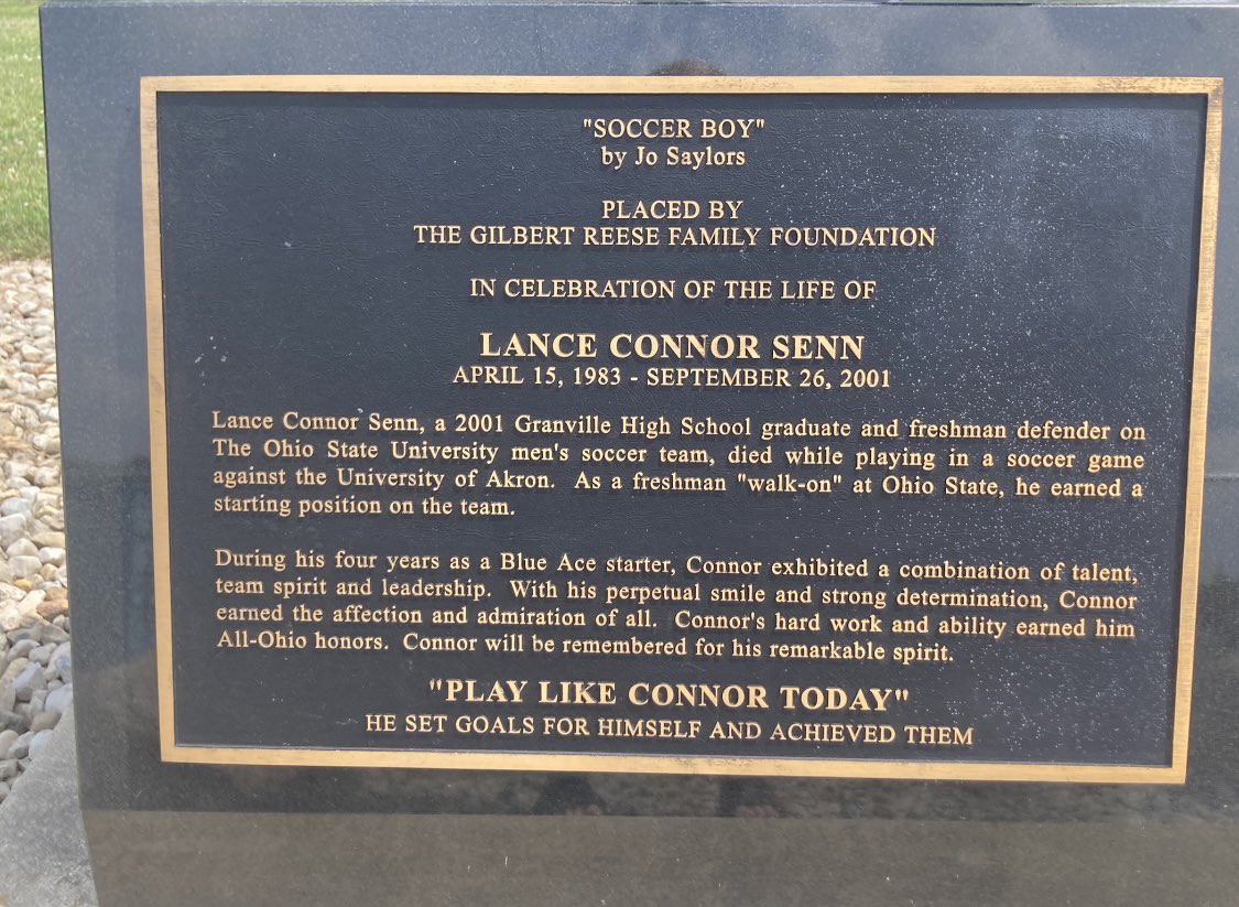 We honor former Granville standout Connor Senn (graduate of 2001) who tragically lost his life playing the game he loved 20 years ago today. May we always #PlayLikeConnorToday