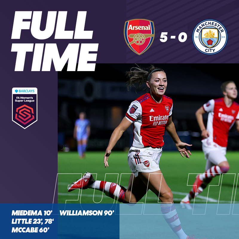 BarclaysWSL's tweet photo. @ArsenalWFC @ManCityWomen @SkySports A good day for the Gooners 🔴

#BarclaysFAWSL @ArsenalWFC https://t.co/tYqyjoxyKC