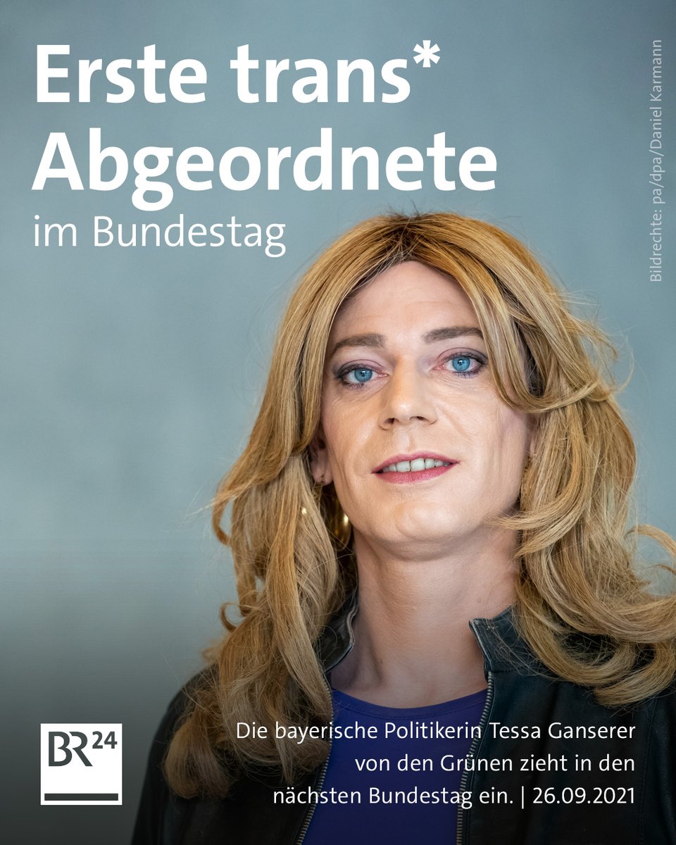 🗳️🥨🇩🇪
Die bayerische Politikerin Tessa #Ganserer von den #Grünen zieht als erste #trans* Abgeordnete in den nächsten #Bundestag ein. 

👉 bundestagswahl.br.de

#HierIstBayern #btw21 #btw2021 #Bundestagswahl #Bundestagswahl21 #Bundestagswahl2021 #TessaGanserer #Grüne