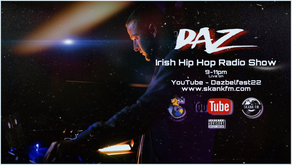 Live tonight with the Irish Hip Hop radio show on Skankfm.com and YouTube channel Dazbelfast22 hosted by <a href="/Dazbelfast/">Dazbelfast</a>