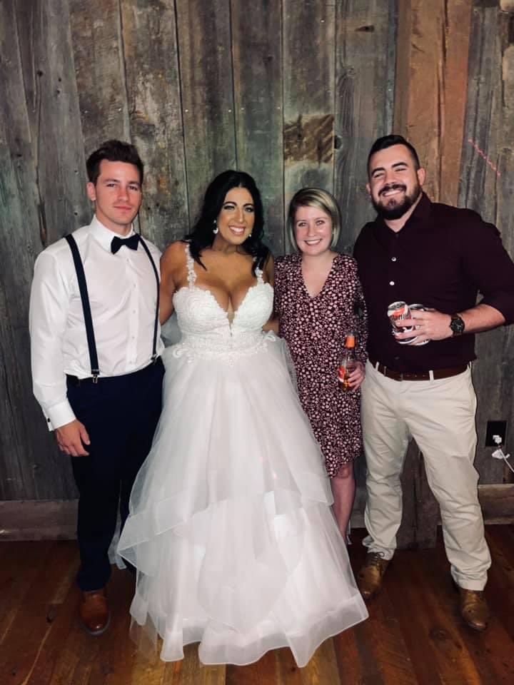 AdronBoss's tweet photo. Before, during, after.  Beautiful wedding @z_cates0323 @kels_ellie14 congrats y’all, thanks for the open bar 🍻 https://t.co/y71HcJWsIp