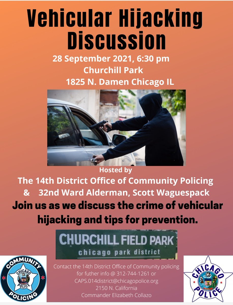 ChicagoCAPS14's tweet photo. Come by and join the 014th District Office along with 32nd Ward Alderman,  Scott Waguespack, as we work together to discuss this ongoing issue. https://t.co/EfoxmBOLcG