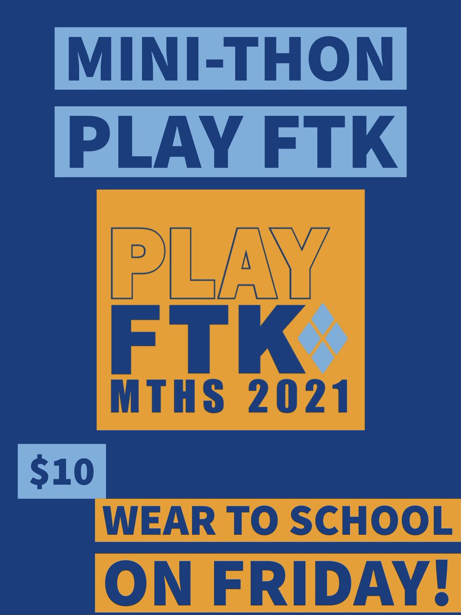 PLAY FTK WEEK! Buy a Play FTK shirt for $10 this week and wear them to school on Friday then to the football game for gold out theme!