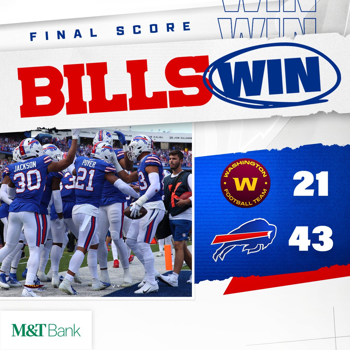 BuffaloBills's tweet photo. W.

#WASvsBUF | #BillsMafia https://t.co/6h23g4nXmd