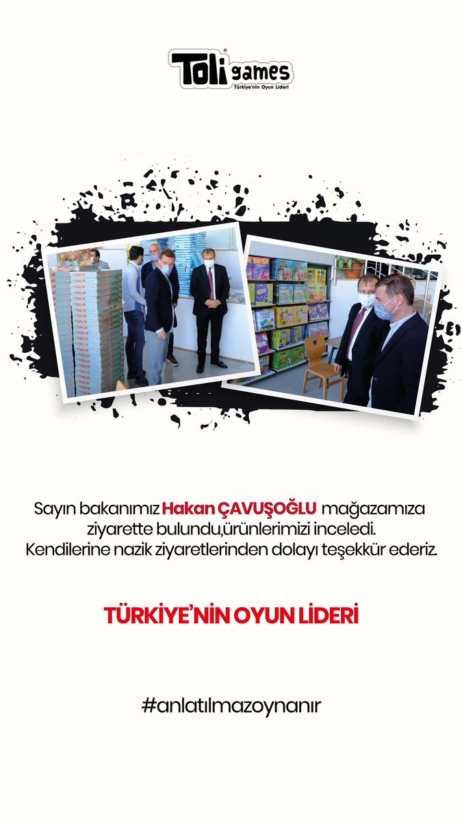 ToliGamesTR's tweet photo. Sayın Bakanımız @Hakan_cavusoglu Bursa’daki ma��azamıza ziyarette bulunup ürünlerimizi inceledi
#bursa #oyuncak #oyun #akıloyunları #zekaoyunları #hakançavuşoğlu #anlatılmazoynanır https://t.co/DutLdJdMSt