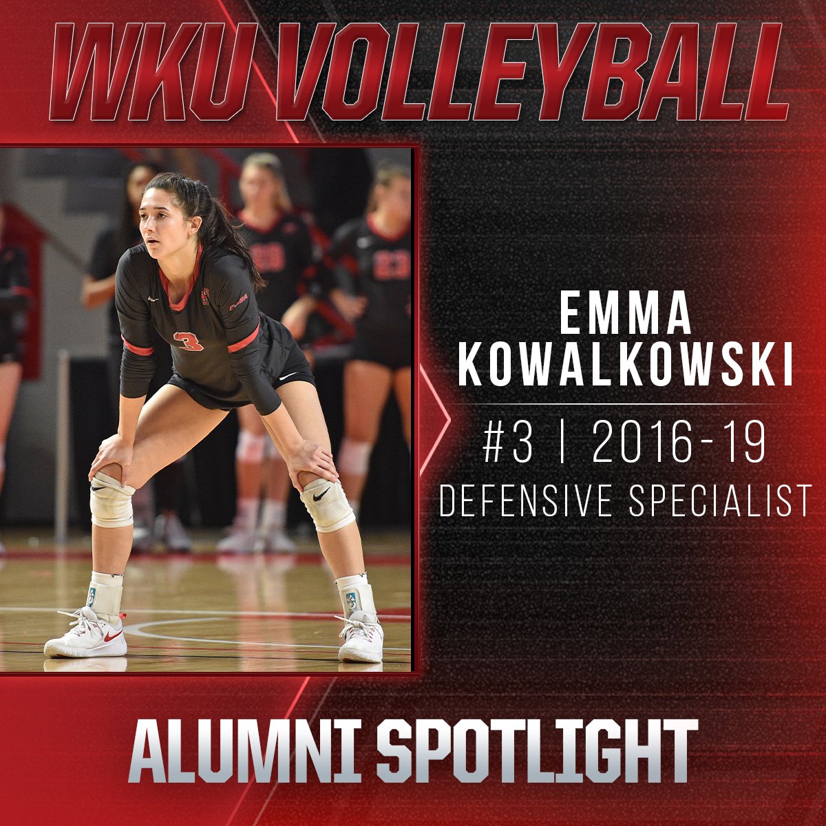 WKUVolleyball's tweet photo. In case you missed our pregame shows with @BrettW_Voice this weekend, our 𝐀𝐥𝐮𝐦𝐧𝐢 𝐒𝐩𝐨𝐭𝐥𝐢𝐠𝐡𝐭 feature has been posted online!

𝙀𝙥𝙞𝙨𝙤𝙙𝙚 5: Emma Kowalkowski
Listen Now ⬇

🎙 - https://t.co/kugcQScz7g https://t.co/xWBcOcJpfs