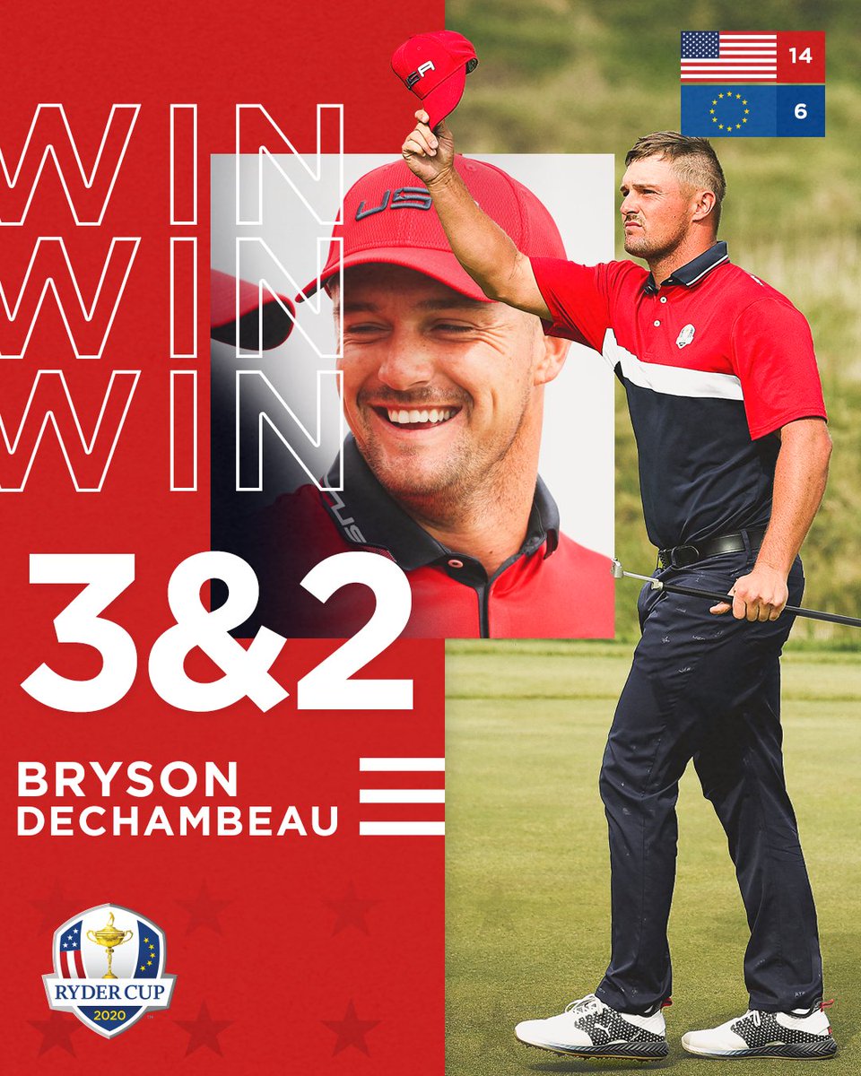 Redemption.

@b_dechambeau wins his match 3&amp;2, bringing the #USTeam within half a point of the #RyderCup