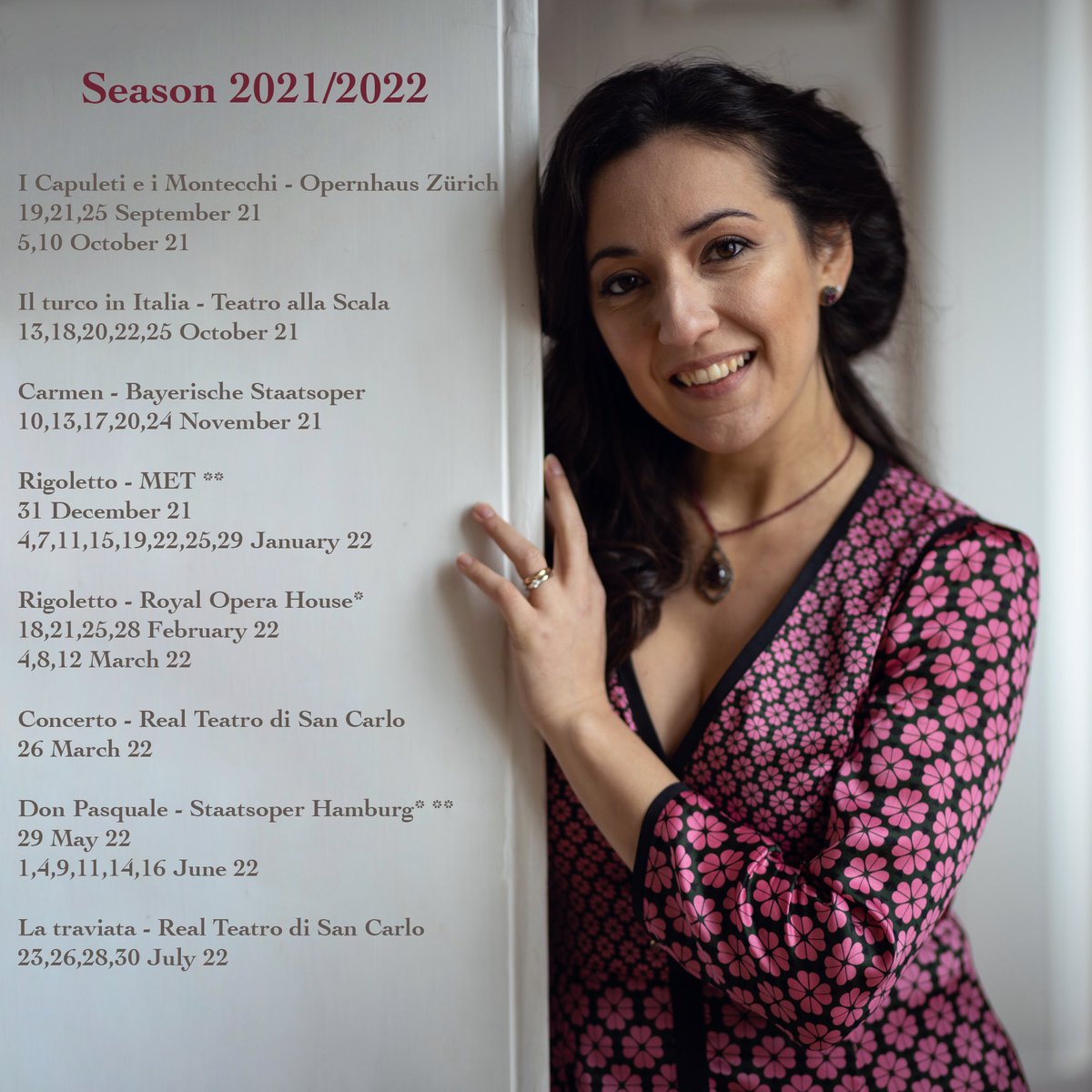 RosaFeolaSinger's tweet photo. Dear friends , 
Just want to share my calendar with you !
I hope to meet you guys in one or more of these wonderful cites ! 

🌹 https://t.co/nQn2TMp5yX