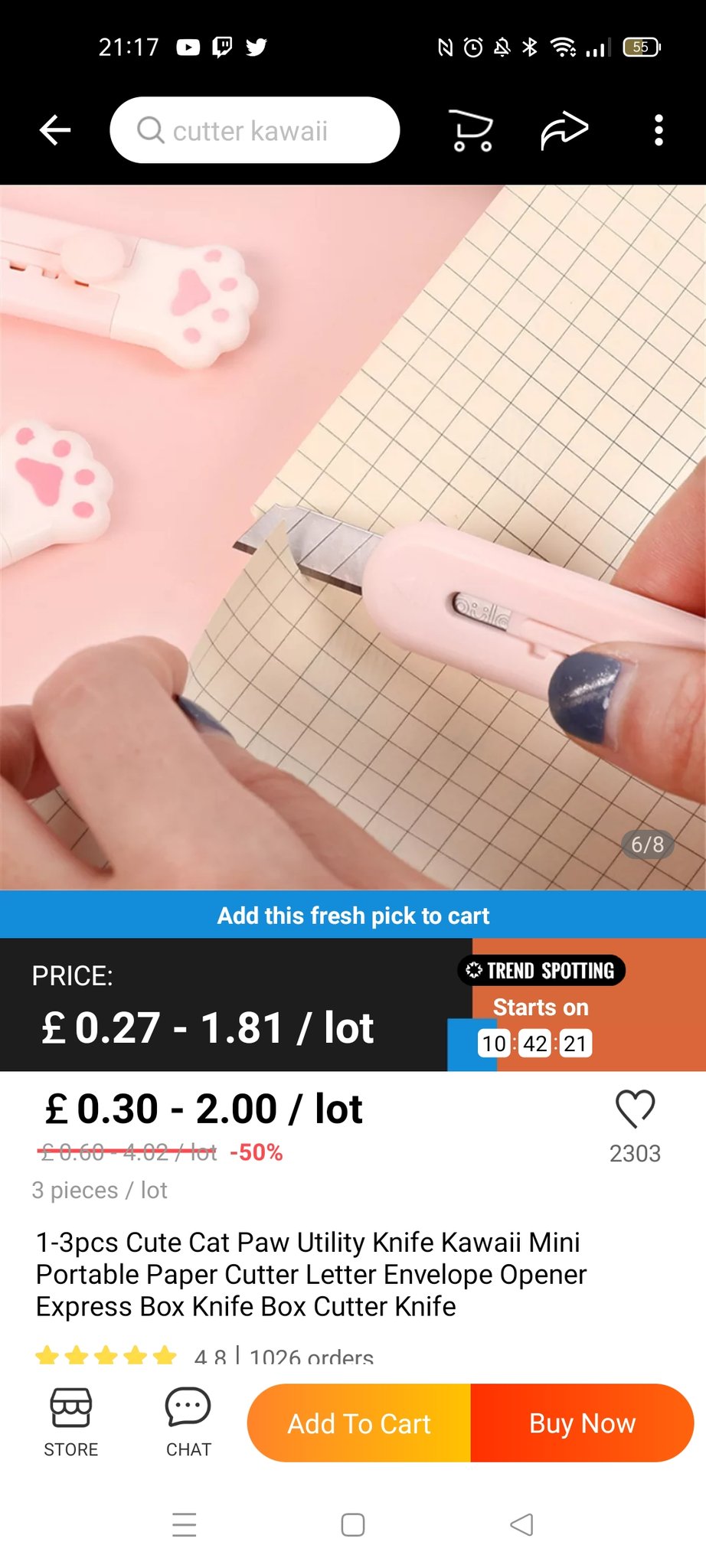 Cute Cat Paw Utility Knife Kawaii Mini Portable Paper Cutter Letter