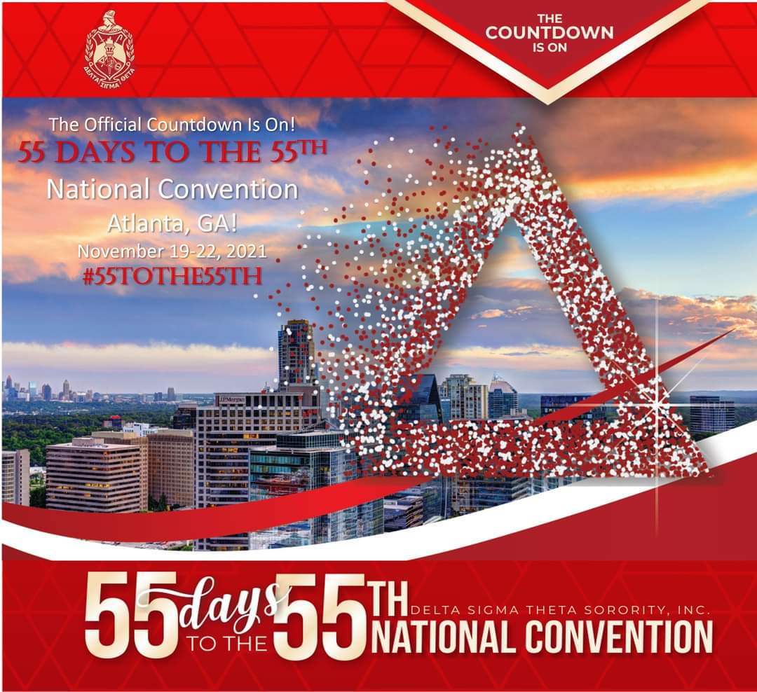 55 Days to the 55th! The Official Countdown has begun as we are 55 days from the formal opening of the 55th National Convention of Delta Sigma Theta Sorority, Incorporated in Atlanta! 

#DSTConvention2021 #DST1913 #55tothe55th