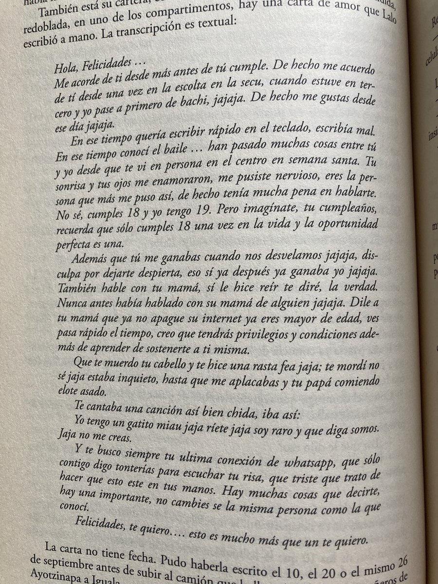 amormundi_'s tweet photo. Ésta es una carta de amor que no alcanzó a entregar uno de los normalistas de Ayotzinapa desaparecidos hace 7 años, José Eduardo Bartolo Tlatempa.

La carta es conmovedora porque habla de ganas de vivir y amar, que es lo mismo.

El texto está en “La travesía de las tortugas”. https://t.co/Gy9lEXdzoE