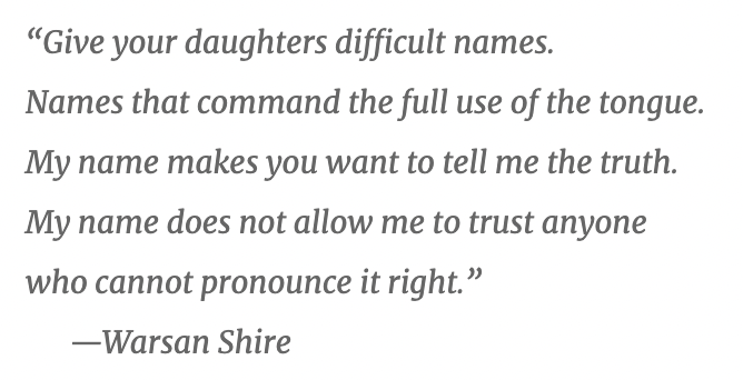 sree's tweet photo. .@roopaonline and I didn't know @warsan_shire's inspiring poem till our daughter was already 15, but she - and we - fully endorse this view! Photo taken in 2018 at @highlinenyc @HighLineArtnyc.
BTW, we wrote about how we chose our twins' names in 2003: https://t.co/UVf9gddEVS https://t.co/0oQC653wUD