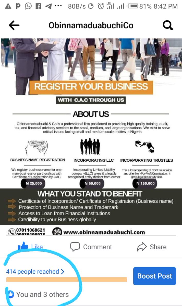 whycliff21's tweet photo. In case you don't know, the new development we all talk about is not only in technology and finance alone, even in business registration and computation. At Obinnamaduabuchi&amp;Co, they are an affiliated agent with CAC nd can perfectly give your business or company a registered name https://t.co/xuLSFtP2ZQ