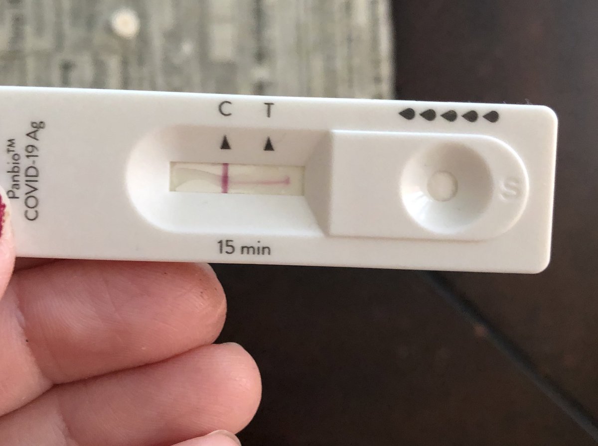 AtivanGirl's tweet photo. The after effects of a struggle with infertility and doing so so many pregnancy tests that end up negative: I just can’t stop looking at my husband’s rapid Covid test and feeling sad about the one line. Reminder, Amy - #NegativeIsPositive in this context. https://t.co/z1RgkT9u8L