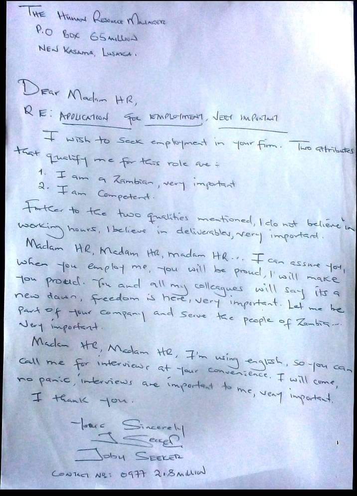 ChibweLumpa's tweet photo. Job application letter in the new dawn , very important ๐ https://t.co/uRDCivySwR