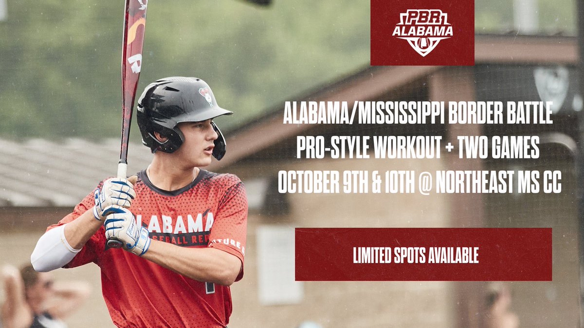 PrepBaseballAL's tweet photo. 𝐀𝐥𝐚𝐛𝐚𝐦𝐚/𝐌𝐢𝐬𝐬𝐢𝐬𝐬𝐢𝐩𝐩𝐢 𝐁𝐨𝐫𝐝𝐞𝐫 𝐁𝐚𝐭𝐭𝐥𝐞 (𝐈𝐧𝐯𝐢𝐭𝐞 𝐎𝐧𝐥𝐲)

🆚: @PBR_Mississippi 
🗓: October 9th &amp; 10th
📍: @NEMCCBaseball (Booneville, MS)
👤: 2022, 2023, 2024 &amp; 2025 Teams
⚾️: Workout + Two Games

🔗:  https://t.co/OnxhkSxA7G | #ALMSBorderBattle https://t.co/2sfDVKHEBa