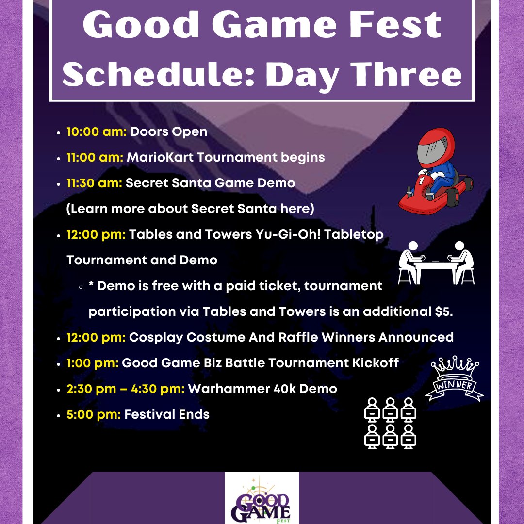 MAGICWestMD's tweet photo. Day three is in the books... what a way to close out #GoodGameFest! ๐ ๐ ๐จ
#mariokart #secretsanta #yugioh #cosplay #raffle #warhammer40k #bizbattle #business #esports #gaming #festival #westminstermd #maryland https://t.co/u09JW8gcZs