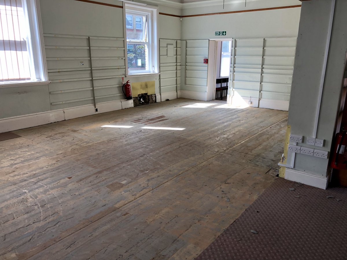 stctrust1's tweet photo. The old carpet has now been removed at the Shanklin Performing Arts Centre. Stage 2 of the project will see a new sprung practice flooring being installed. Dancing on a dance specific sprung floor is essential to protect the growing bodies of young dancers from lifelong injuries. https://t.co/a37tt3QSSp
