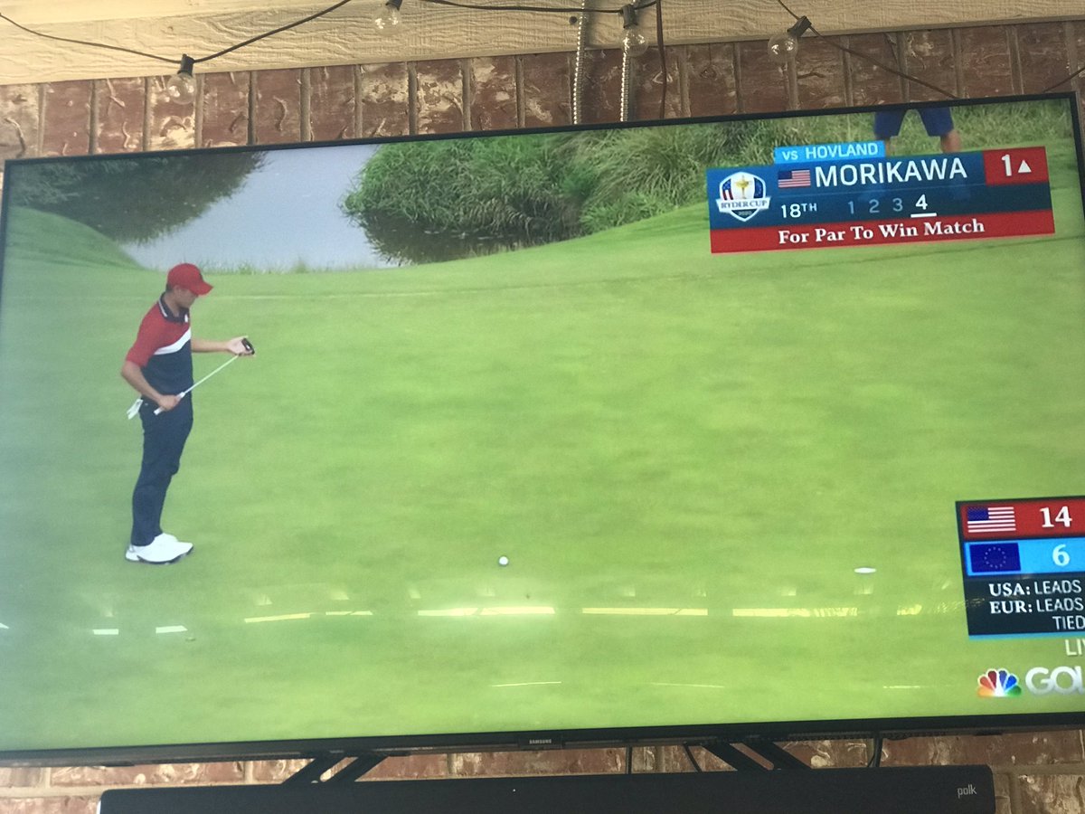 leadjoem's tweet photo. #usarydercupwinners Sunday watching with my golf partner Sally May! #usausausa! #teamusa #teammatter #boom https://t.co/TW6upruEwS