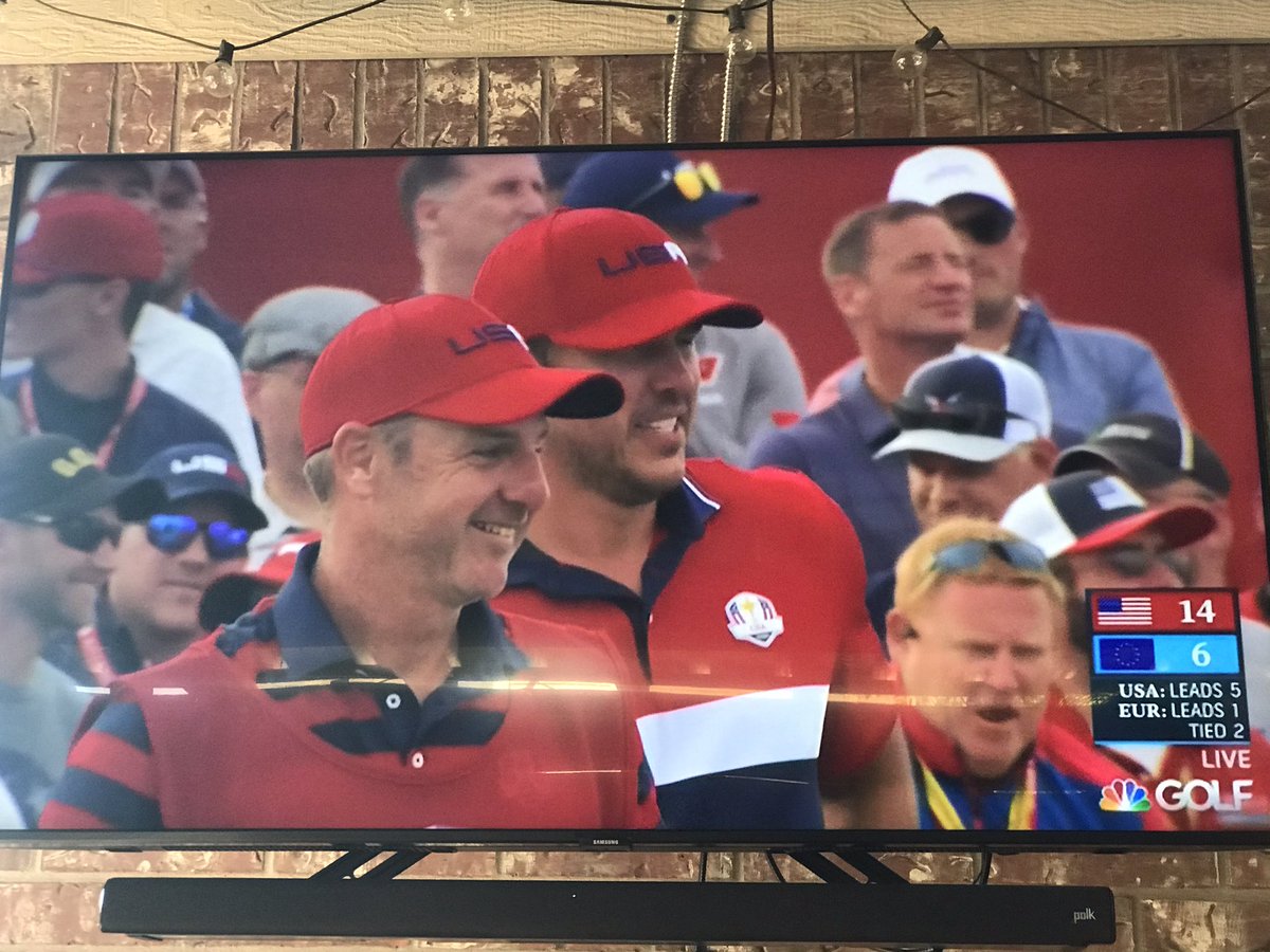leadjoem's tweet photo. #usarydercupwinners Sunday watching with my golf partner Sally May! #usausausa! #teamusa #teammatter #boom https://t.co/TW6upruEwS