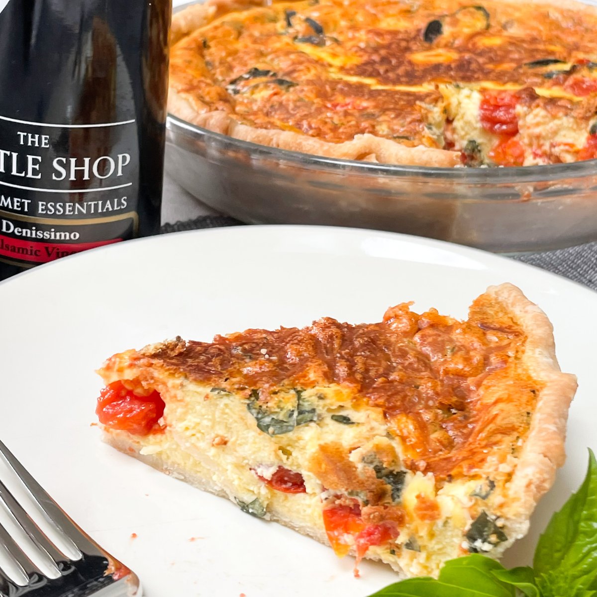 Fresh basil and local grape tomatoes made this quiche one of the tastiest I have ever made! Drizzled it with Denissimo Aged Balsamic before eating it, and I was in heaven! 
*
*
*
#howsweeteats #brunch #Denissimo #weekend #franklinfarmersmarket #NightOwlFarm #lovetobake