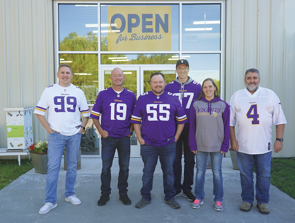 mannlake's tweet photo. We're excited to announce that we are the @Vikings Featured UPS Small Business of the Game! 🏈

Check out these pictures of some of our employees at our headquarters showing their Viking pride!

#mannlake #weknowbees #vikings #minnesotavikings #SKOL https://t.co/dC9p9d63hE