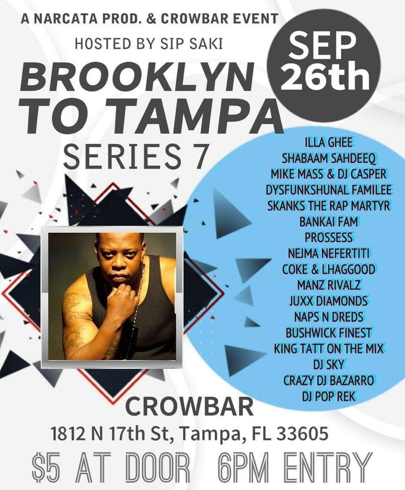 HYDEnt_Inc's tweet photo. 🚨 Live Show 🚨

If you are in #Tampa #Florida today make sure to go check out @illaghee2k 😤  live on stage at @crowbarybor with @djsky7
***
#illaghee #brooklyn #vocabularyhercules #hiphop 
#rap #hiphopmusic #rapper #hiphopculture
#show #liveshow #sundayfunday
#event #enjoy 👏🏽 https://t.co/ySd74z8xMj