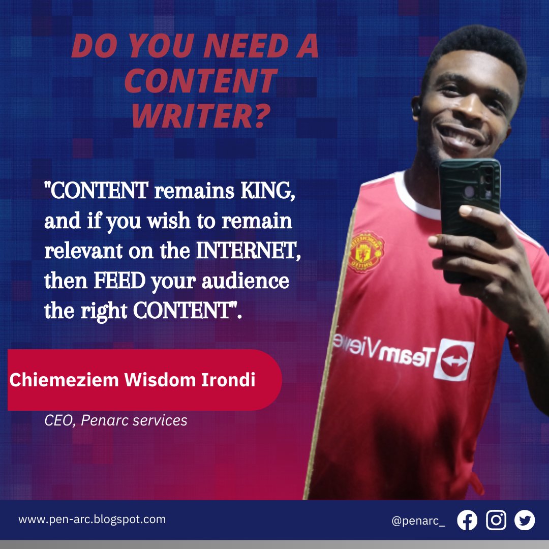 penarcservices's tweet image. If you need your content delivered in due date with 💯% originality and a money-back guarantee if you aren&apos;t satisfied with your job, then you should hire me NOW. 😉 @penarc_ 
#contentwriting 
#contentwritingjob
 #contentwriters