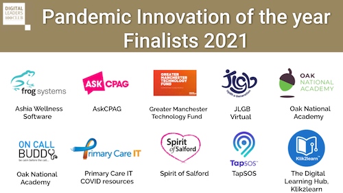DigiLeaders's tweet photo. You can now vote for your favourite Pandemic Digital Innovation for the #DL100 😷  @frogdotnet @CPAGUK @GMCAdigital @JLGBHQ @johnrobeds @OakNational @ONCALLBuddy @PrimaryCareIT @ClaireFewings96 @Tap_SOS @klik2learn. Thanks @liveinspce for revealing top 10 https://t.co/qpILOtOl4l https://t.co/pK94LNa7fv