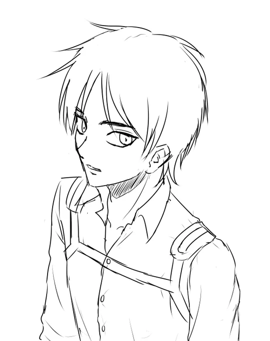 普段描かないキャラを描こうシリーズ。エレン。一度も描いたことがないわ 
