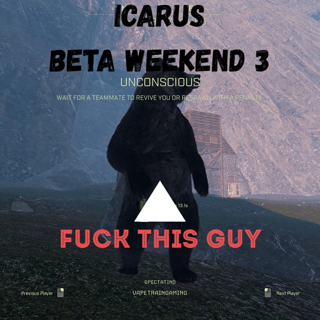 VapeTrainGaming's tweet image. So folks its my third day streaming #Icarus on their #betaweekend come watch me die to bears and try my hardest with friends to find the elusive Mammoth!!! also come play #streamraiders

►youtu.be/kH1Ob9ekIXw◄

#lurkforce
#livestream
#youtubegaming