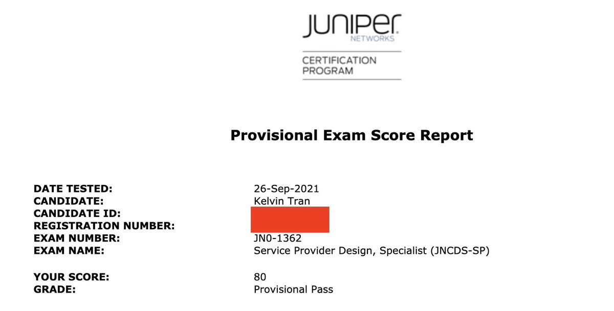 More Juniper design! This exam got me over the 5-3-1 line (5 JNCIA, 3 JNCIS, 1 JNCIP), as I’m now a 5-3-3. It was a fun exam to YOLO and unwind with.

Be sure to check out this deal from <a href="/JuniperCertify/">Juniper Networks Certification Program</a>! 75% off certification is a great deal. Back to CCIE studies!