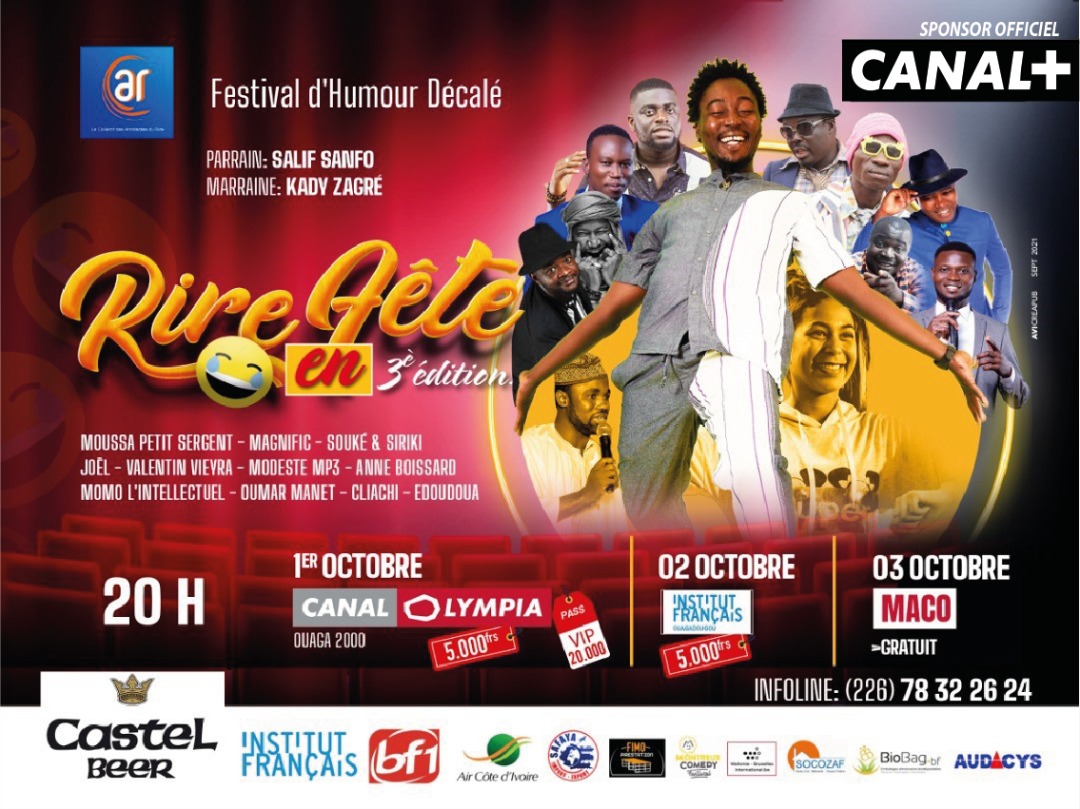 HuguFlavieNARE's tweet photo. 😂 RIRE EN FÊTE Samedi prochain à l'IF Ouaga ! 😂
👉La 3e édition #FestivaldHumour
📆 Rendez-vous #SAMEDI2OCTOBRE2021
📌#GrandMéliès
🕗 Venez dès 20h pour vous assurer d'avoir une place !
#5000F
📞 Les préventes ont commencé, il vous suffit d'appeler ce numéro 78322624
#lwili https://t.co/p3gSIebgIT