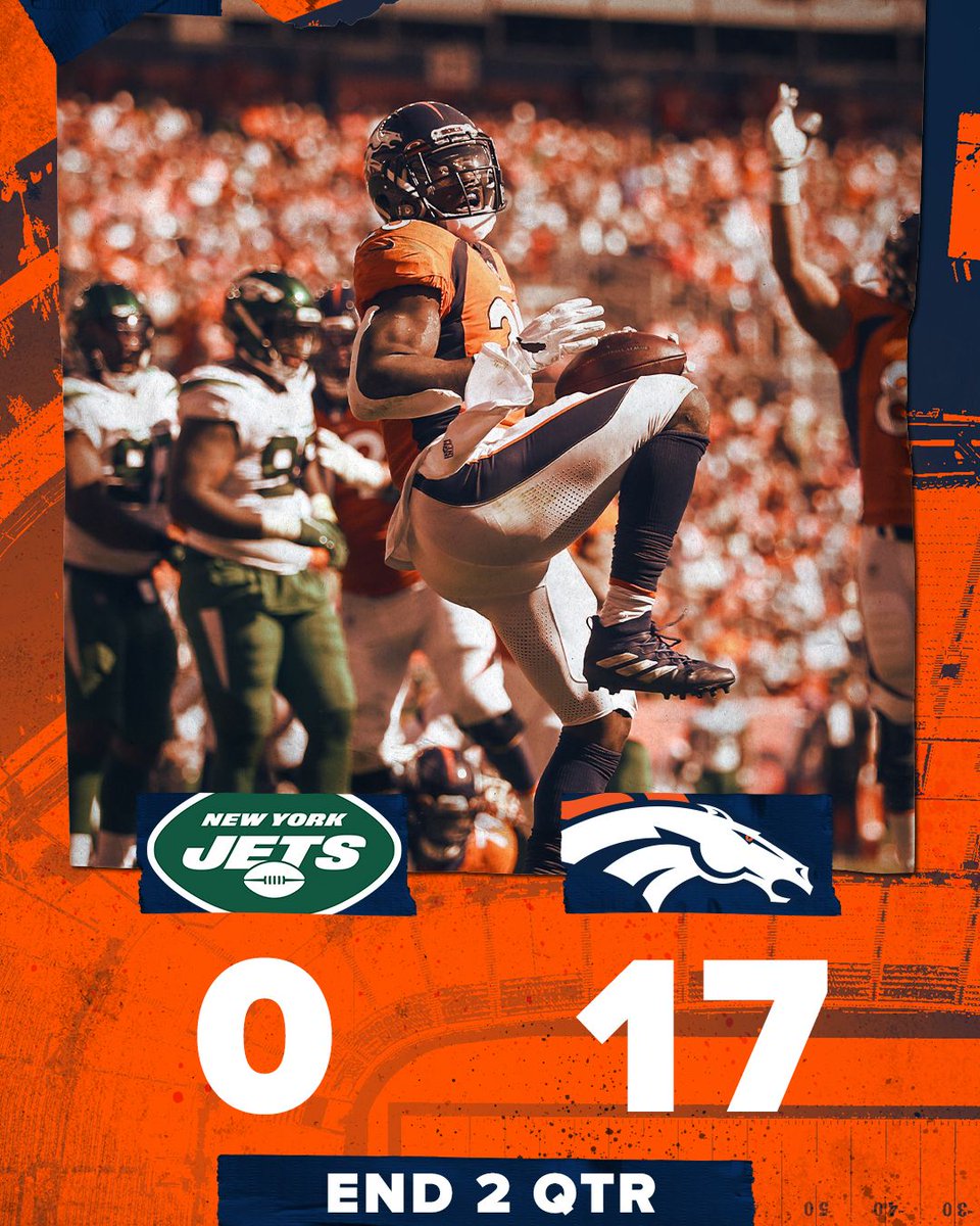 Broncos's tweet image. Up at the half. 😎