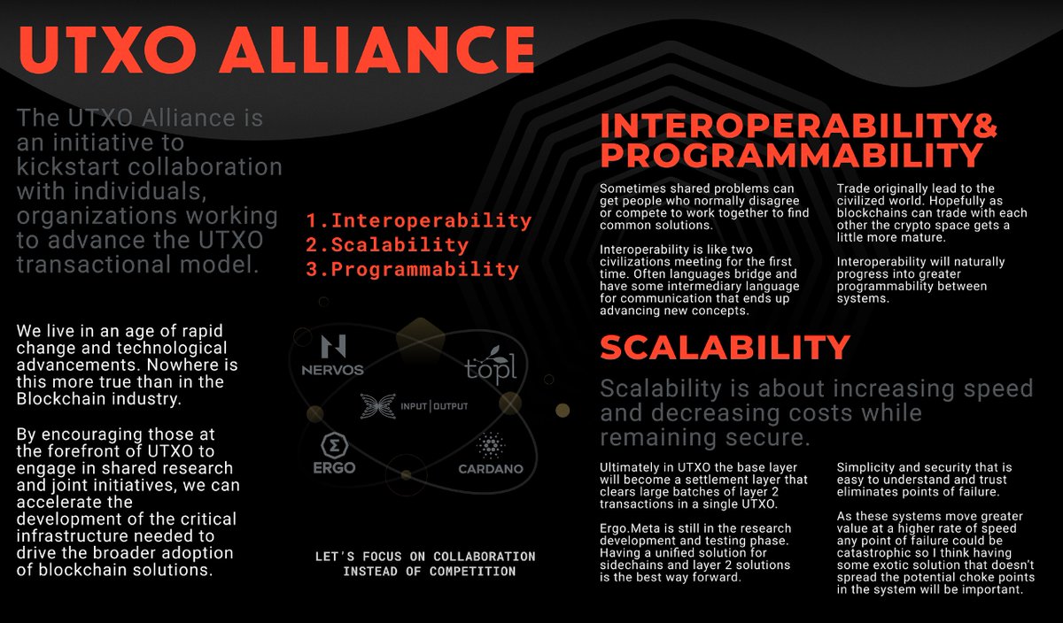 ERG_Glasgow's tweet photo. The UTXO Alliance between @ergoplatformorg @topl_protocol @NervosNetwork @CardanoStiftung @IOHKMedia will shape interoperability, scalability and programmability in the #UTXO space!

https://t.co/cyJu6lyfSM https://t.co/5caPj4eAog