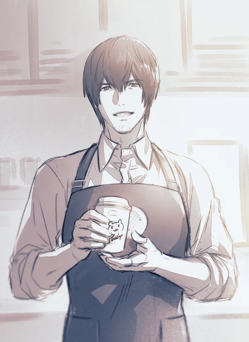コーヒーショップでくまちゃん描いてくれるひろし🐻☕️ 