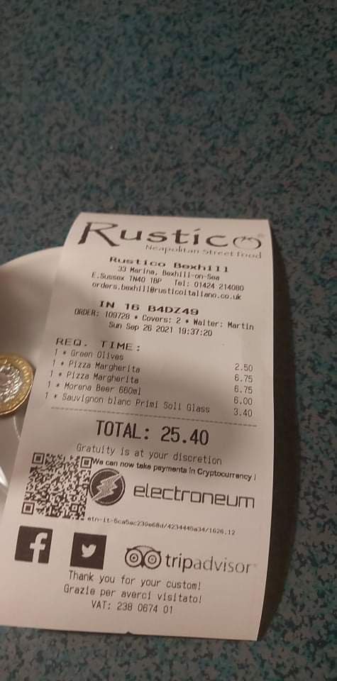 ElectroneumD's tweet photo. Someone had a good meal 😉
Look at the date. 
#electroneum $etn #etnnetwork 
@OllieAcuna @ElectroneumChat @jjmarriott @Crypto_Stuey @nibor78 https://t.co/9DLfyFE7QC