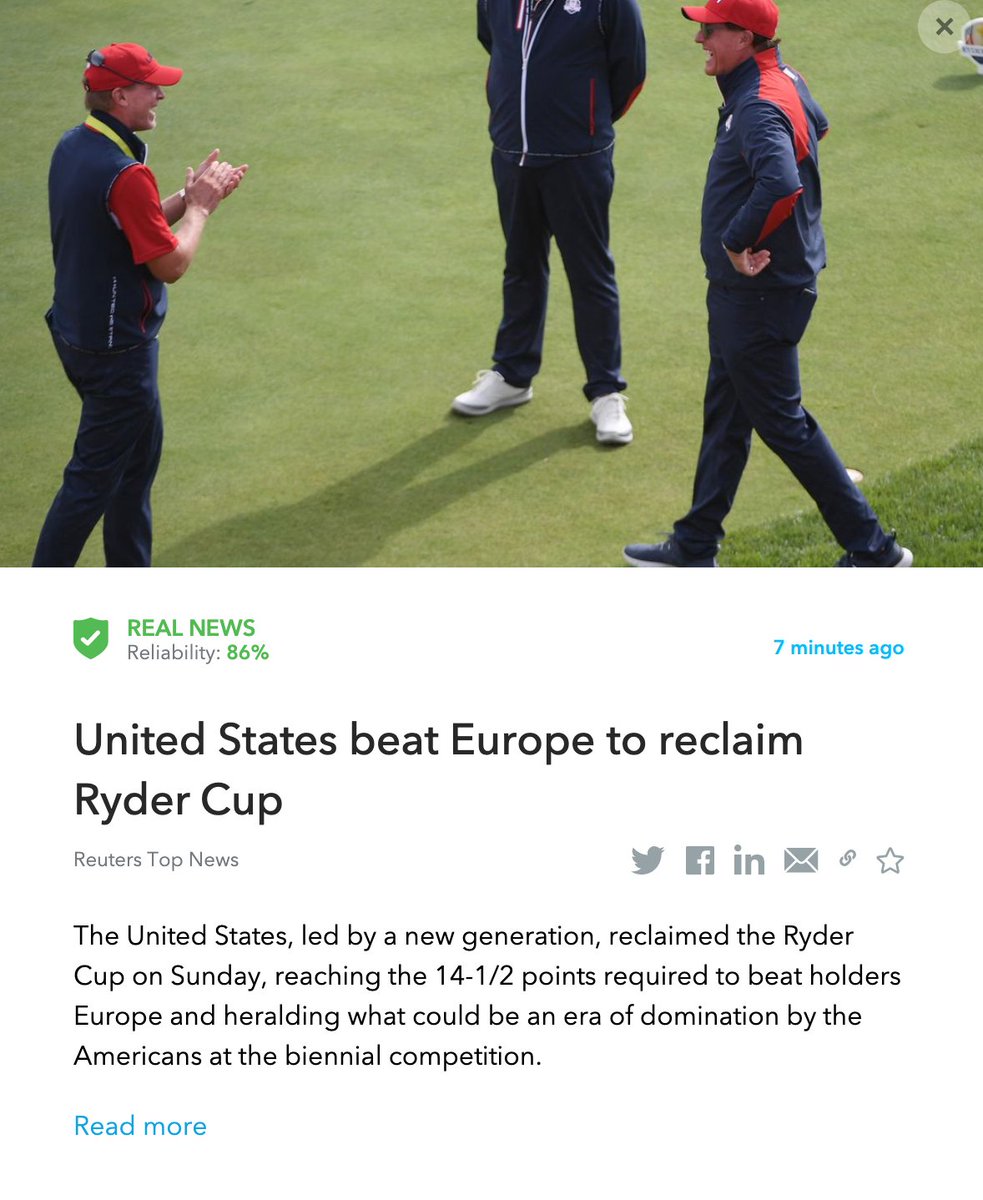 OigetitBreaking's tweet photo. #Breaking -United States beat Europe to reclaim Ryder Cup
Read more: https://t.co/JBEC1NToGy
     #RyderCup        #BREAKING    

This article was fact-checked by Oigetit https://t.co/Zhzi0kEpqx