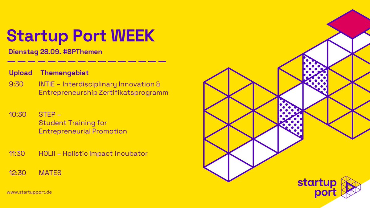 startupport_alt's tweet photo. Alle heutigen Videos der #StartupPortWEEK unserer Verbundmitglieder findet ihr zum jederzeitigen Abruf auf unserem @YouTube Kanal: https://t.co/gKyjgXLUvO
Morgen erwarten euch unter #SPThemen folgende Uploads 👇 https://t.co/d8XT1GcfHi