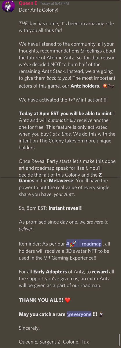 Atomicantznft's tweet photo. ANTZ!!!! READ UP!!! LGGGG!! 💥🐜

👀 Also, before we GO LIVE: #NFTGiveaway !!! 

🎁 3 Random Winners!!

To Enter: 
✅ Like &amp; RT
✅ Tag 3 friends
✅ Follow us! 

Winner in 72hrs! Good luck!! 🎉

#Atomicantznft #nftcommunity #nftcollector #nftdrop #NFTLAUNCH #digitalart https://t.co/SLgmkKXoUU