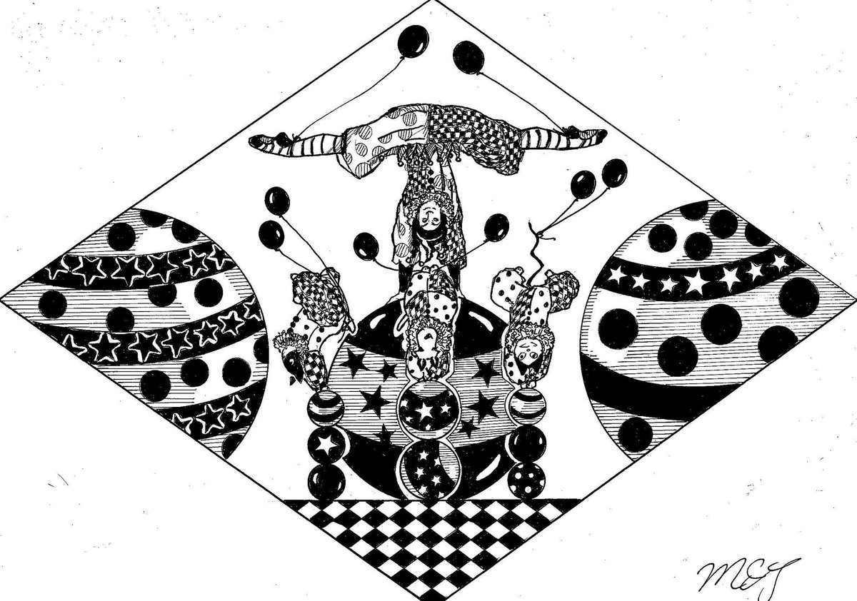 MJH72048669's tweet photo. A fun acrobatics show by 《Clown and cheerful friends》
🎪🃏😸😺🐶💞
Handstand and ride a ball🤸🏀
#ClownAndCheerfulFriends
#アトリエの系譜
#mangastyleart
#monochromestyle
#analogillustration
#clown #catlovers #doglovers
#acrobatics #ballriding #handstand https://t.co/8vwSyBRXQu
