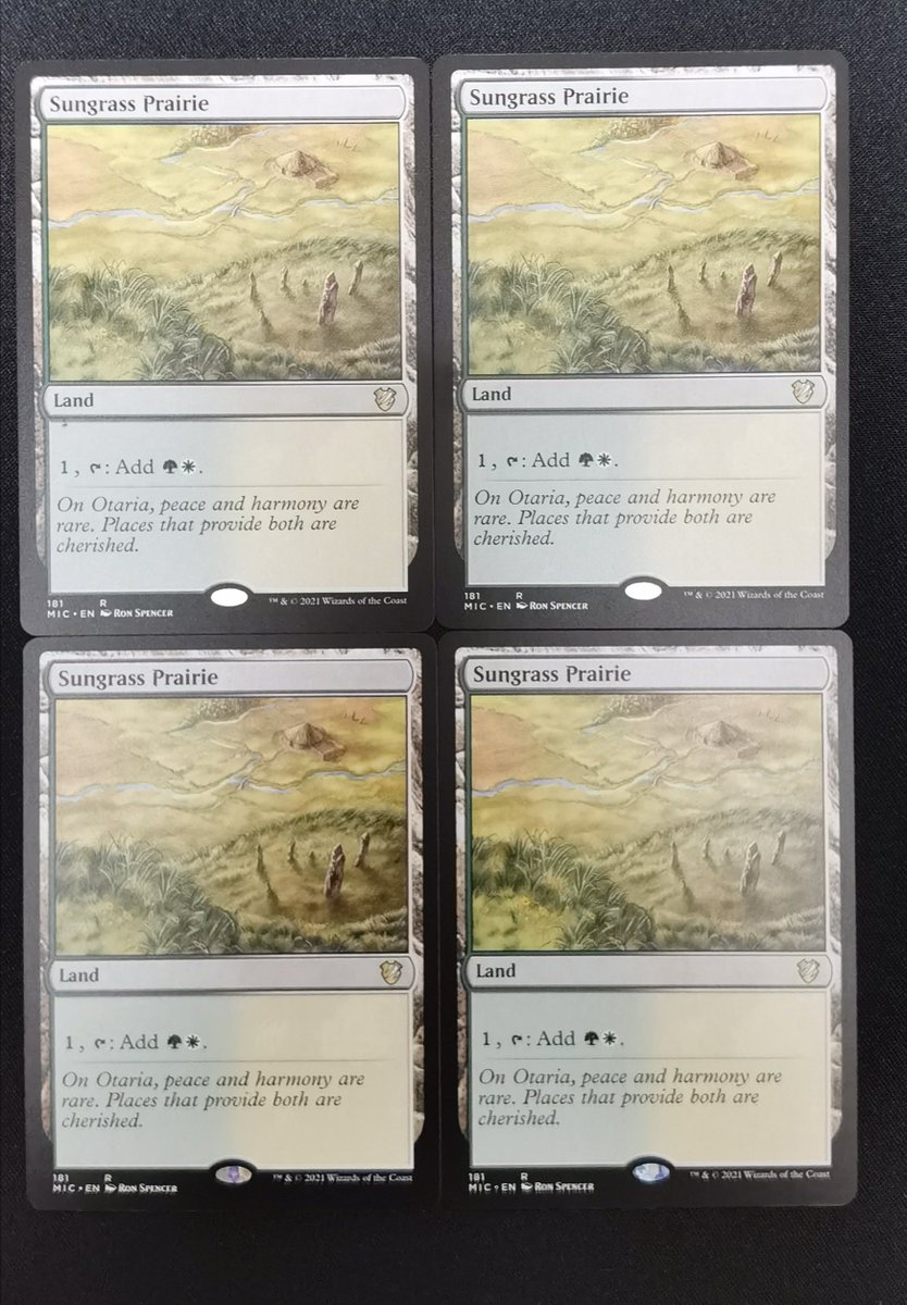 unkotroll's tweet photo. Sungrass Prairie / サングラスの大草原
innistrad: midnight hunt commander decks (2021)

オデッセイ初出、1マナタップで白緑のマナが出るフィルターランド

統率者構築済みデッキの常連で5回目の再録

今回もロン・スペンサーないと安心していたら統率者の方にあり慌てる

#RonSpencerCollection https://t.co/nhzprb8zR4