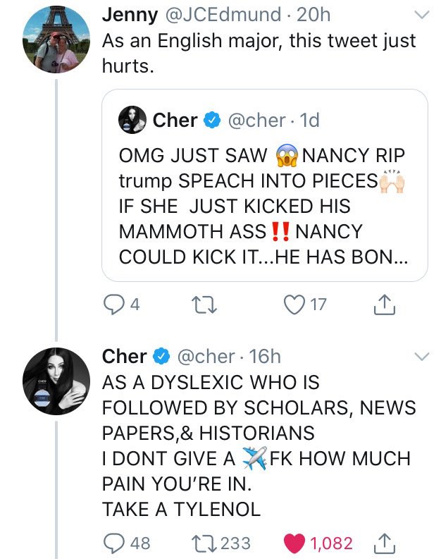 cher doing things tweet media