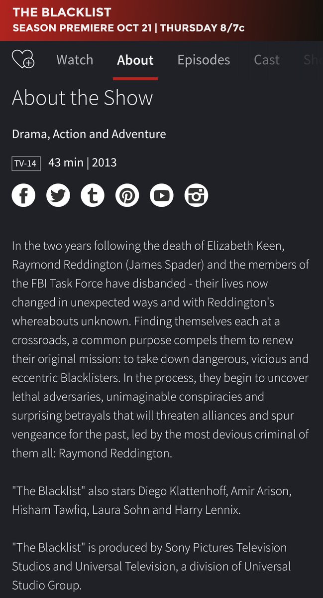 GoBigRedTime's tweet photo. Official @NBC #TheBlacklist site is now all #JamesSpader https://t.co/L8nQrDewt7